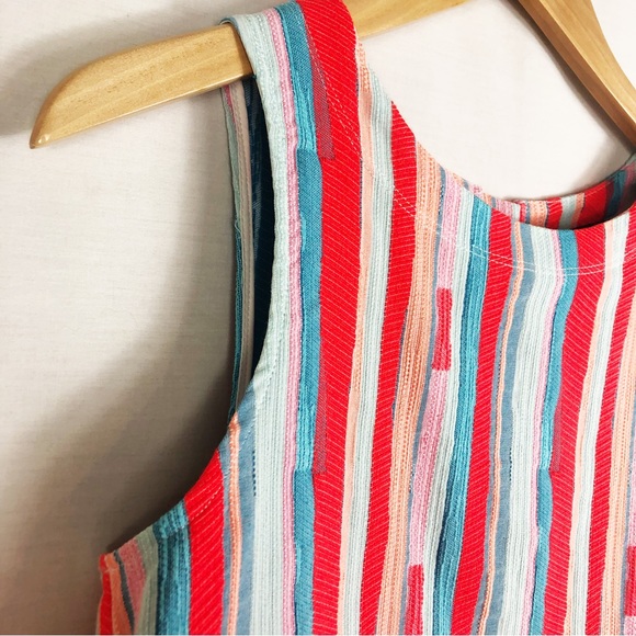 Anthropologie DREW Striped Marisol Button Back Tank | Orange Blue | Size Small - Picture 4 of 9